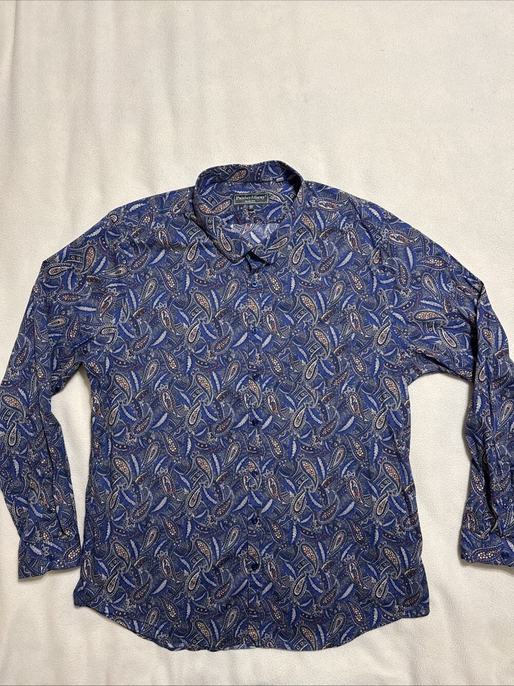 Paisley&Gray Slim Fit Paisley Print Button Up Shirt Men's Size 3XT